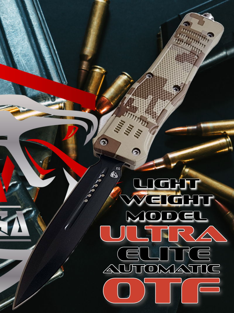 Venom OTF Knife dual-edge, Venom 4TR-E ULTRA, digital camo black double edge 3.4-inch tactical knife