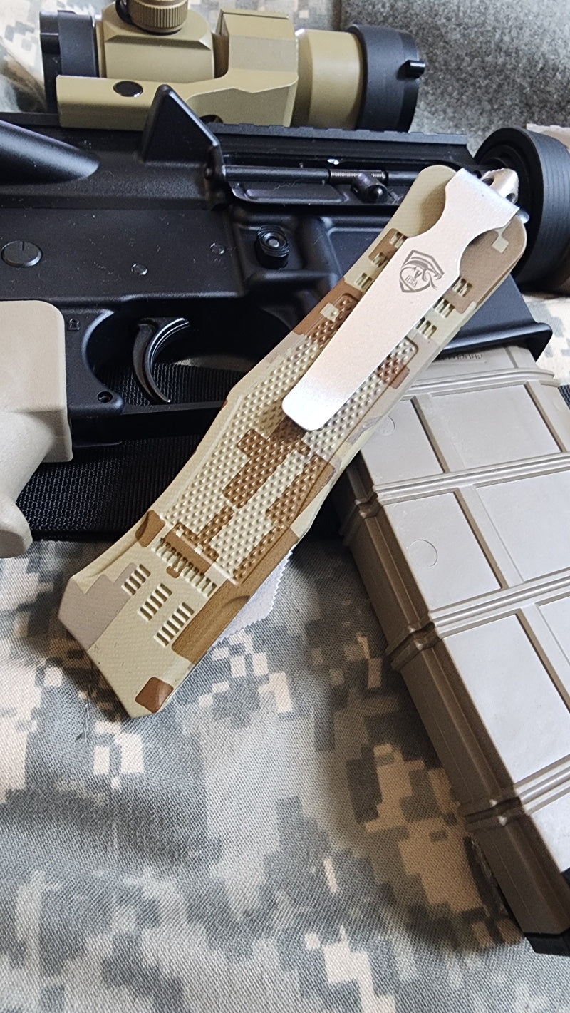 Venom OTF Knife dual-edge, Venom 4TR-E ULTRA, digital camo black double edge 3.4-inch tactical knife