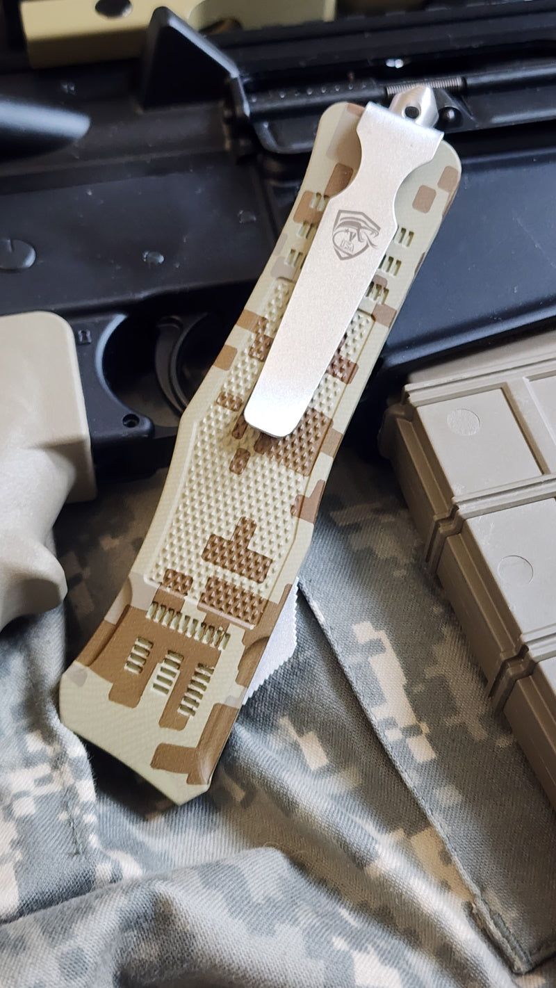 Venom 4TR-E ULTRA OTF Knife Digital Camo, Black Drop Point Blade, premium automatic EDC knife