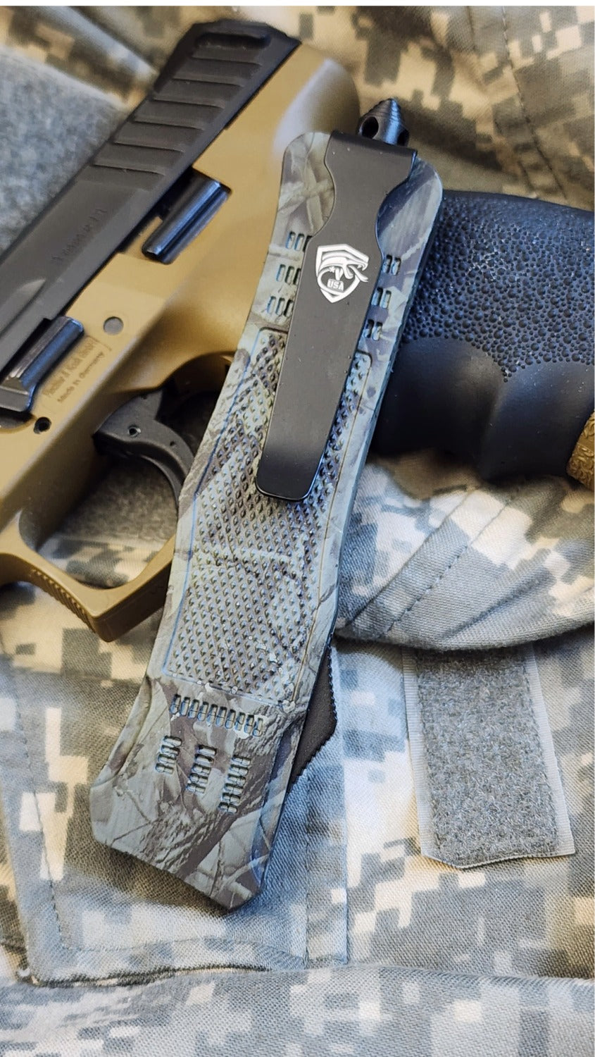 Venom 4TR-G6 OTF - Woodland Camo (Black DE 3.4")