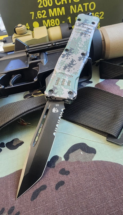 Venom Tactical knife, Venom 4TR ELITE OTF Recon black tanto blade, 3.4-inch tactical knife for outdoor use