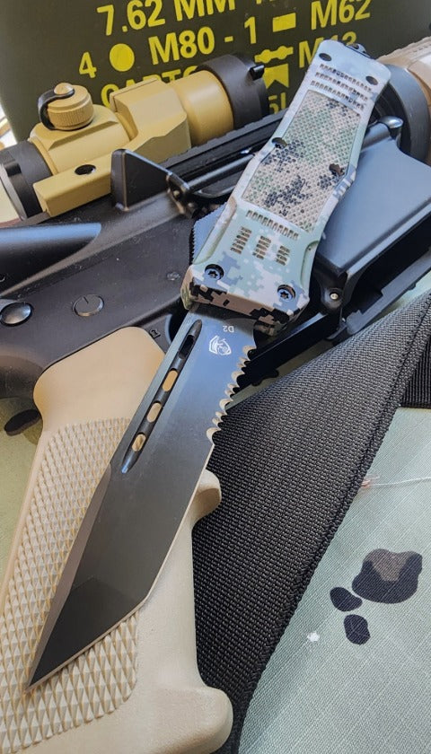 Venom Tactical knife, Venom 4TR ELITE OTF Recon black tanto blade, 3.4-inch tactical knife for outdoor use