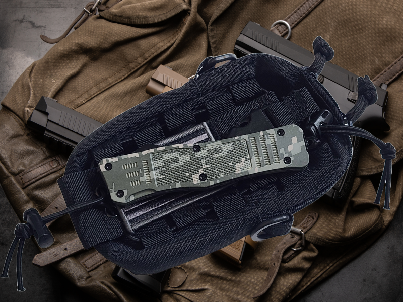 Venom 4TR ELITE Tactical OTF Knife - ACU Camo (Black Drop Point Par Ser3.4").