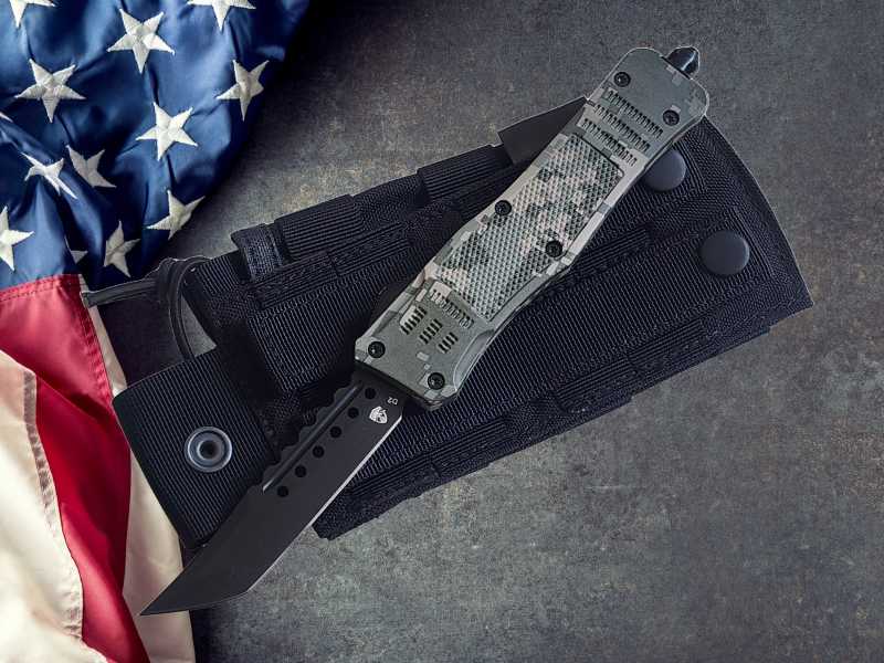 Venom 4TR ELITE Tactical OTF Knife - ACU Camo (Black Spartan 3.4").