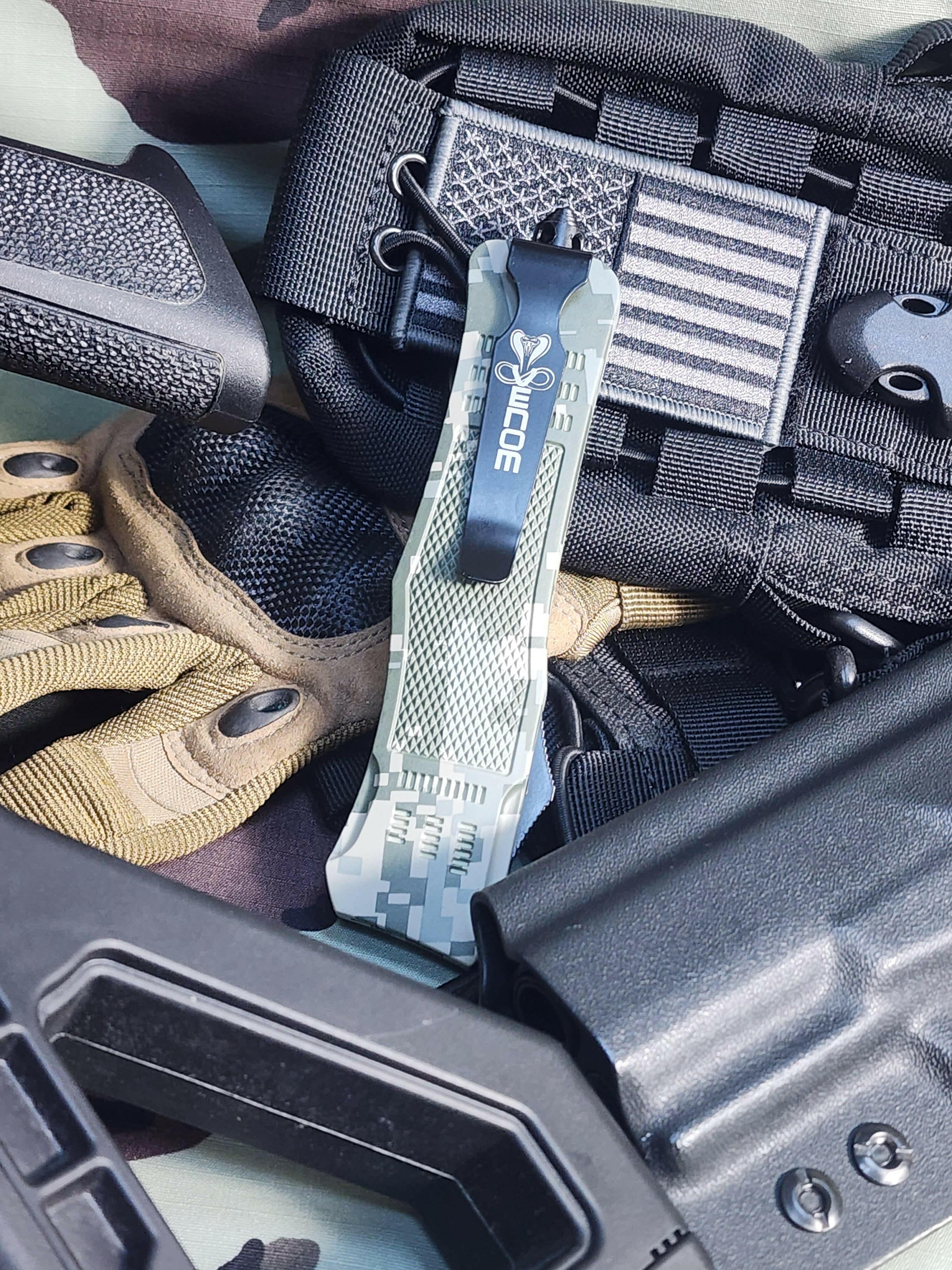 Venom 4TR ELITE Tactical OTF Knife - ACU Camo (Satin Double Edge 3.4").