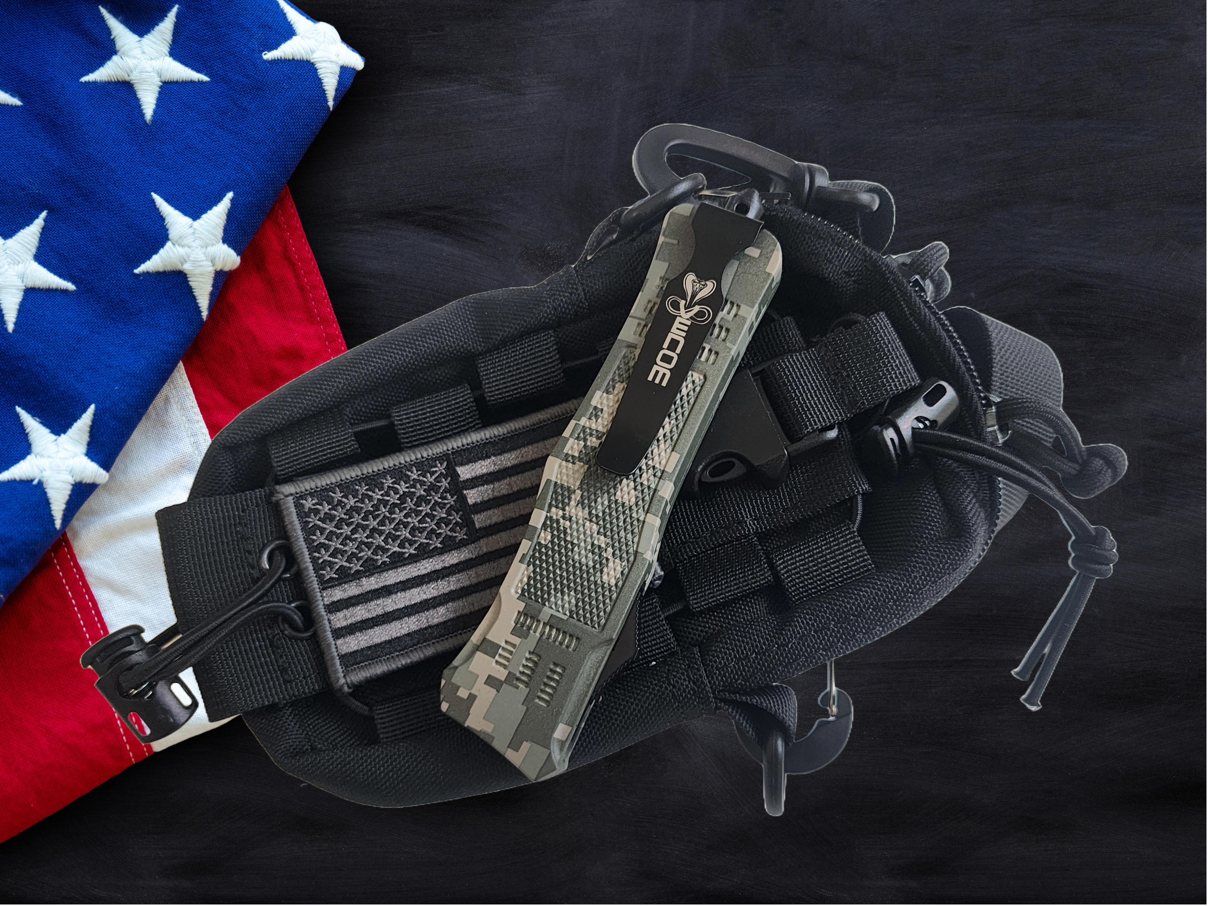 Venom 4TR ELITE Tactical OTF Knife - ACU Camo (Satin Double Edge Par Ser 3.4").