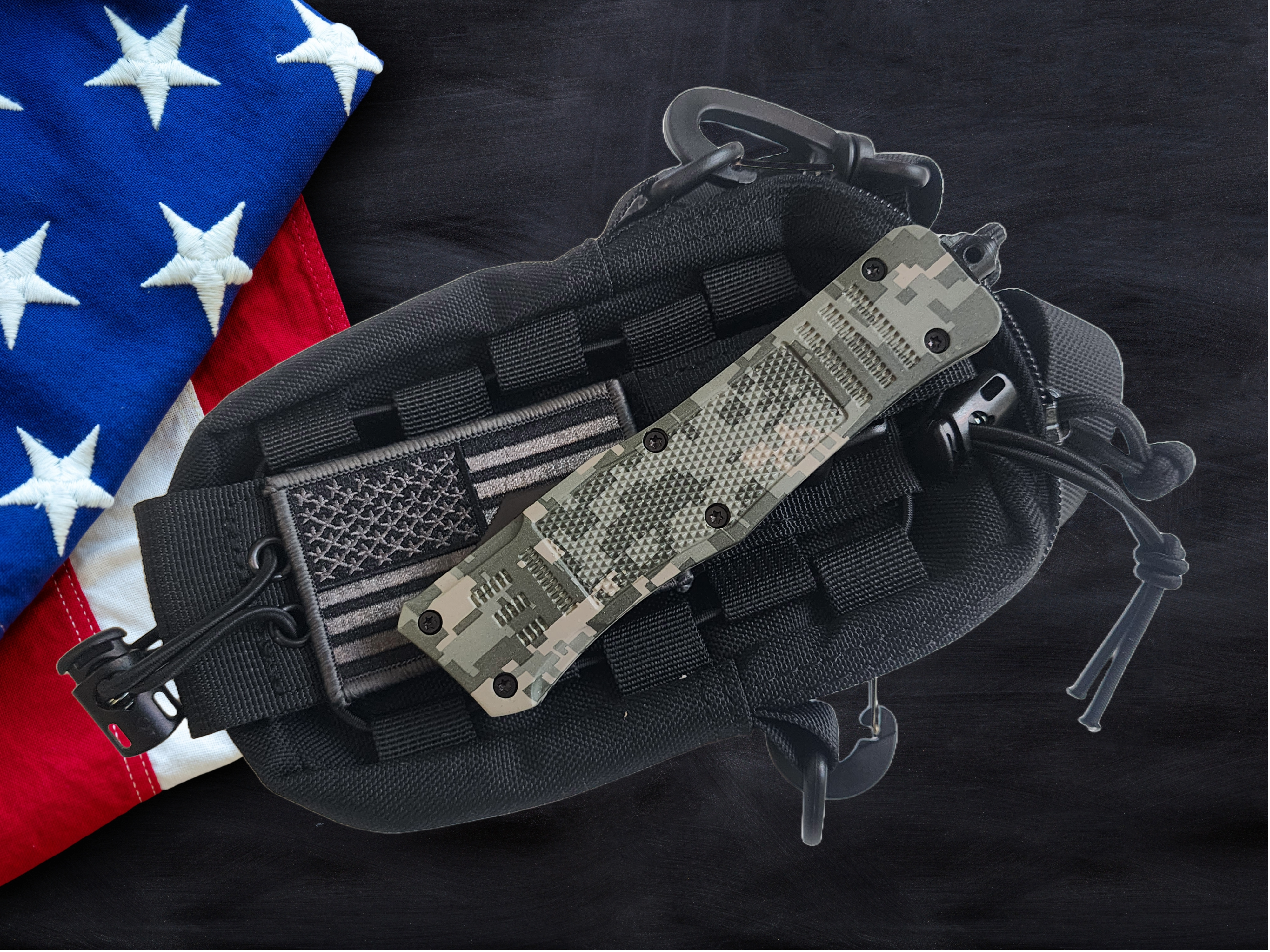 Venom 4TR ELITE Tactical OTF Knife - ACU Camo (Satin Double Edge Par Ser 3.4").