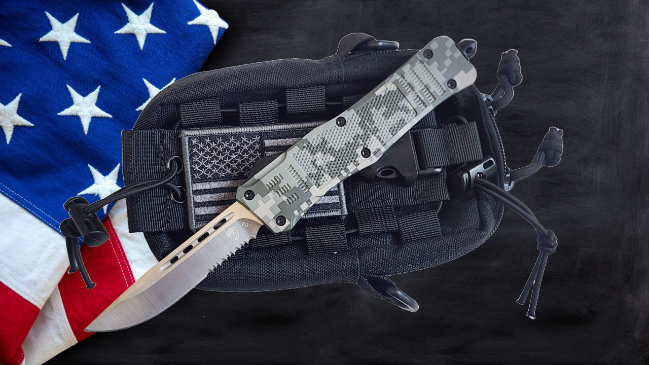 Venom 4TR ELITE Tactical OTF Knife - ACU Camo (Satin Drop Point Par Ser 3.4").