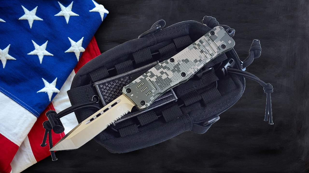 Venom 4TR ELITE Tactical OTF Knife - ACU Camo (Satin Tanto Par Ser 3.4").