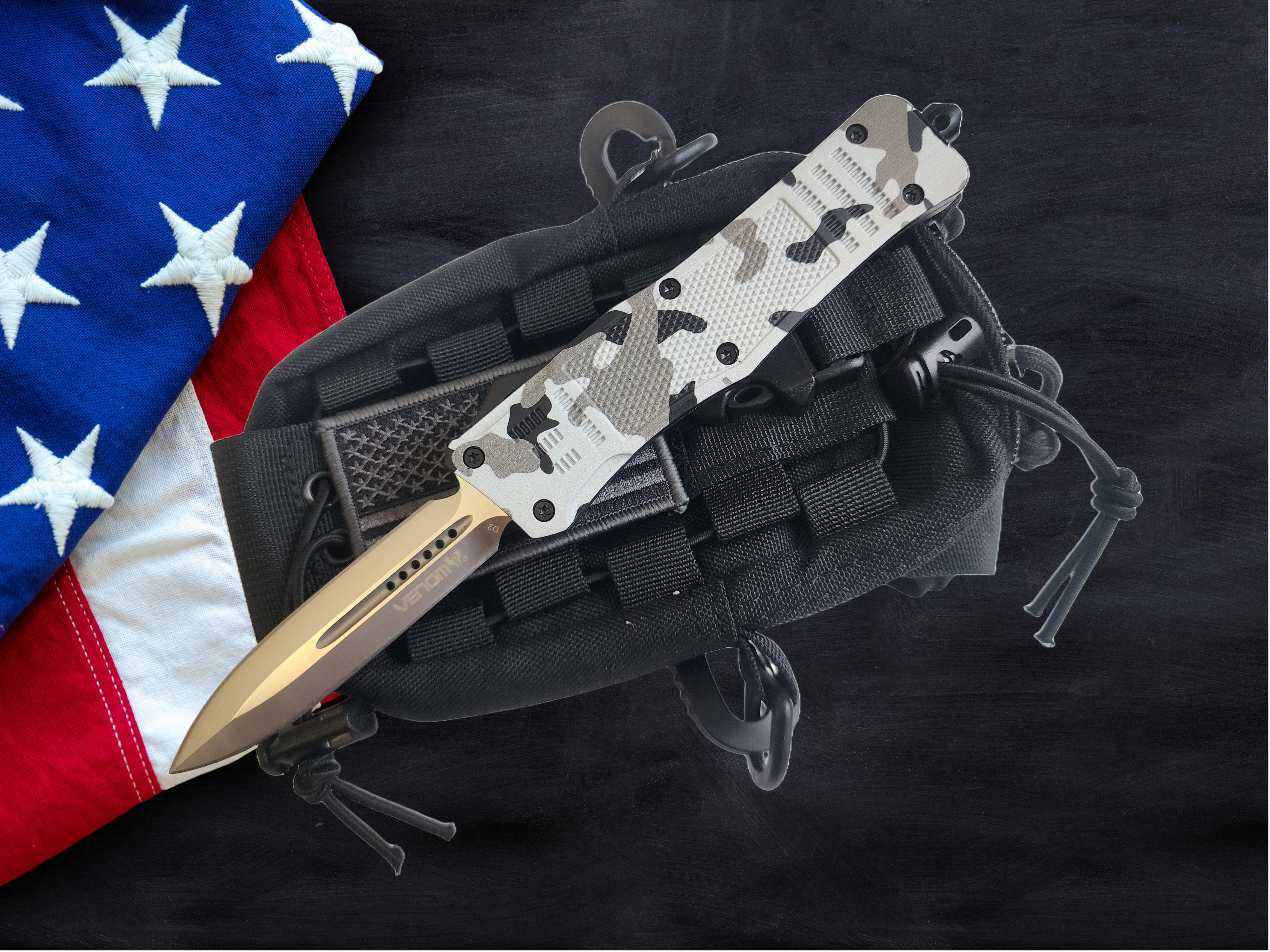 Venom 4TR ELITE Tactical OTF Knife - Armor Camo (Satin Double Edge 3.4").
