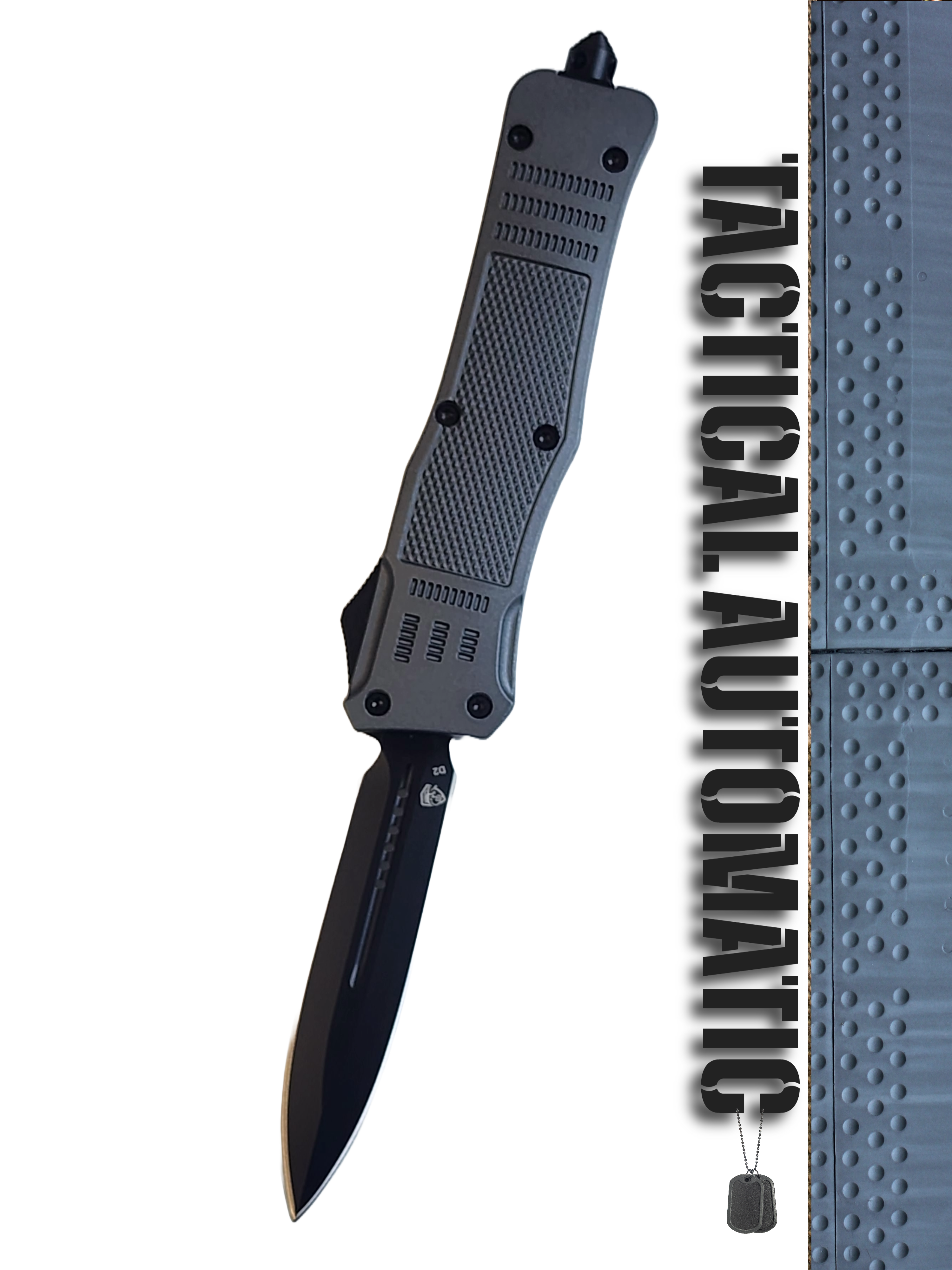 Venom 4TR ELITE Tactical OTF Knife - Battle Gray (Black Double Edge 3.4").