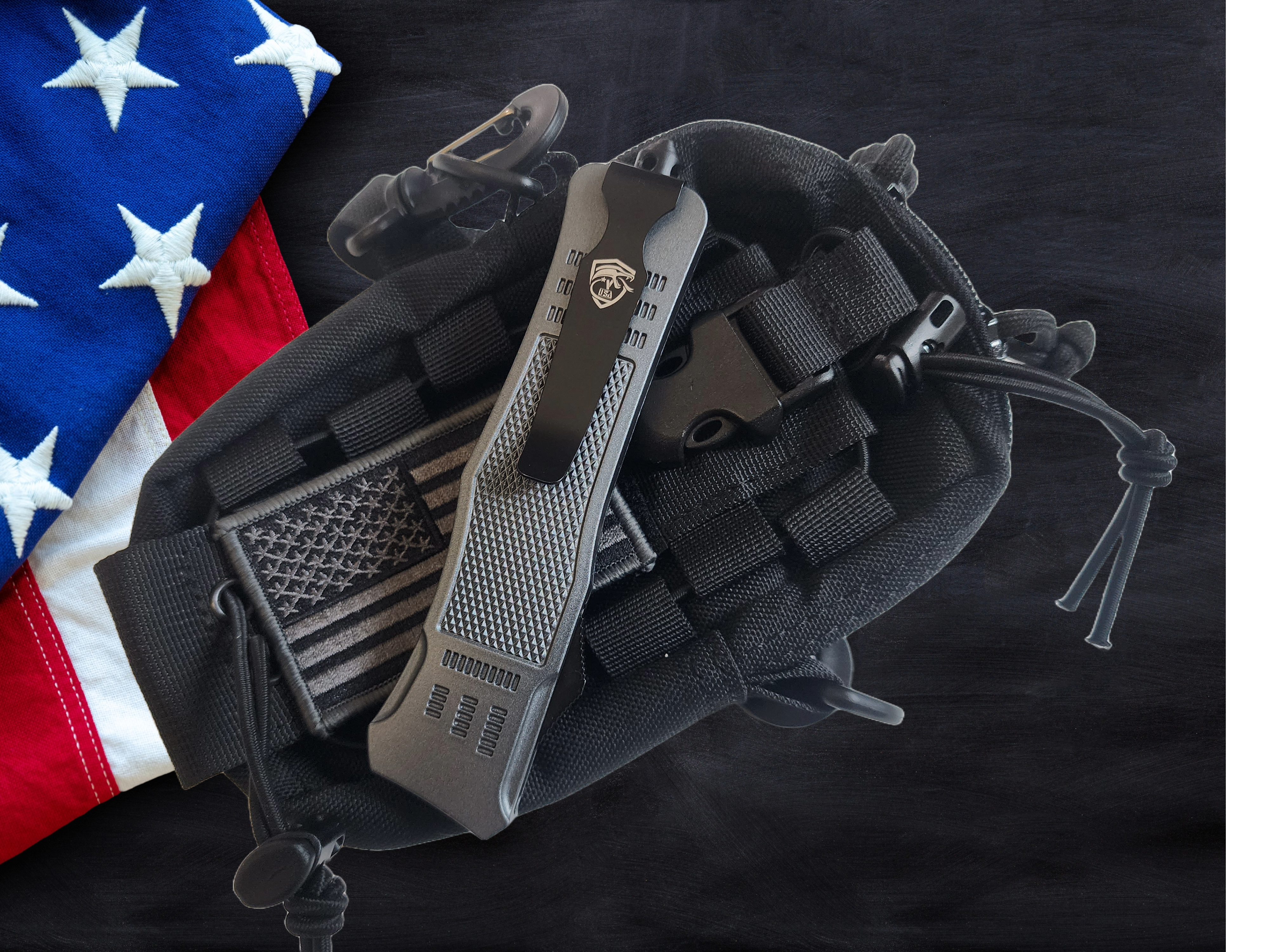 Venom 4TR ELITE Tactical OTF Knife - Battle Gray (Black Double Edge 3.4").