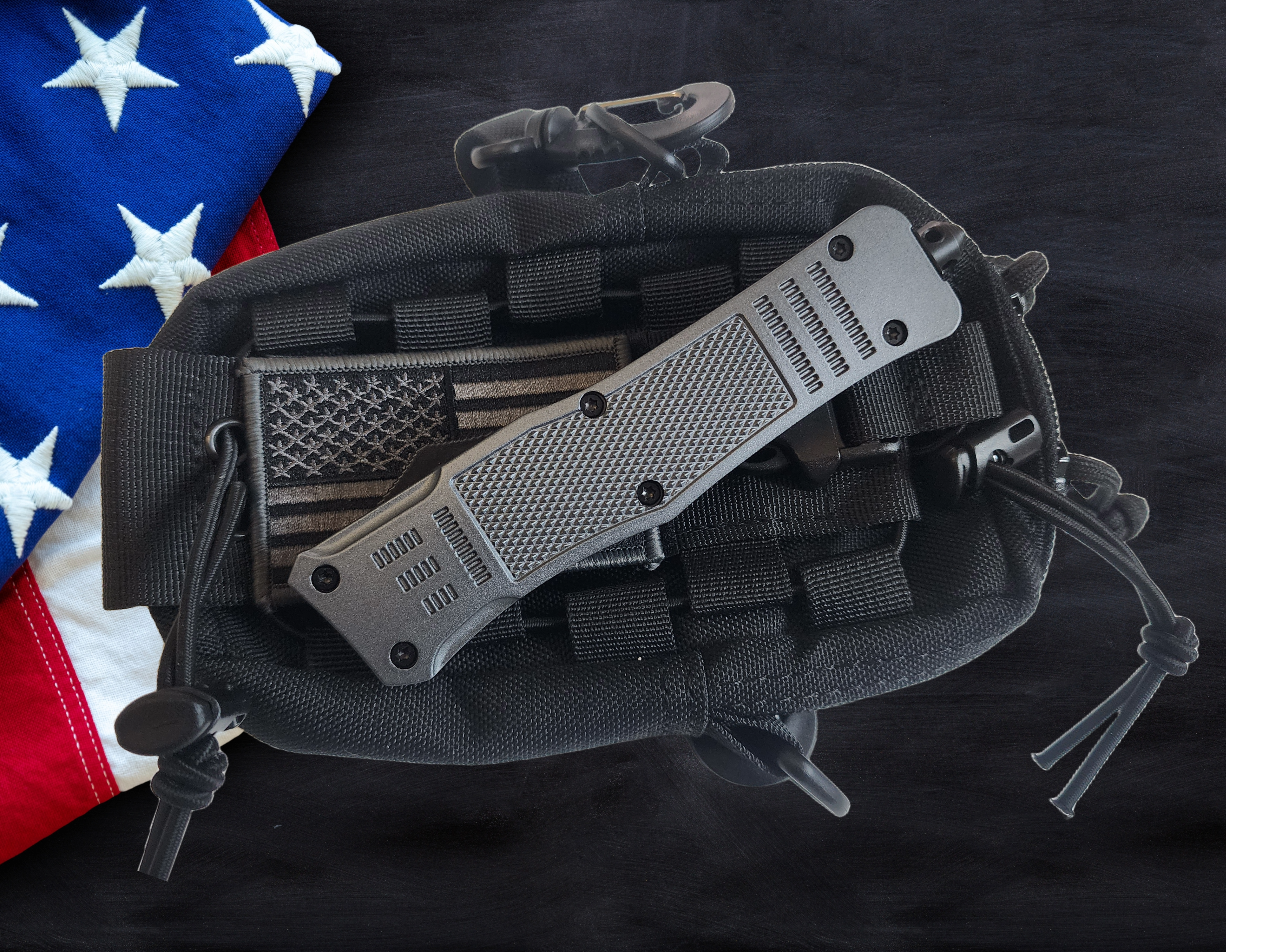 Venom 4TR ELITE Tactical OTF Knife - Battle Gray (Black Double Edge 3.4").