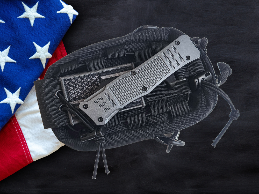 Venom 4TR ELITE Tactical OTF Knife - Battle Gray (Black Drop Point 3.4").