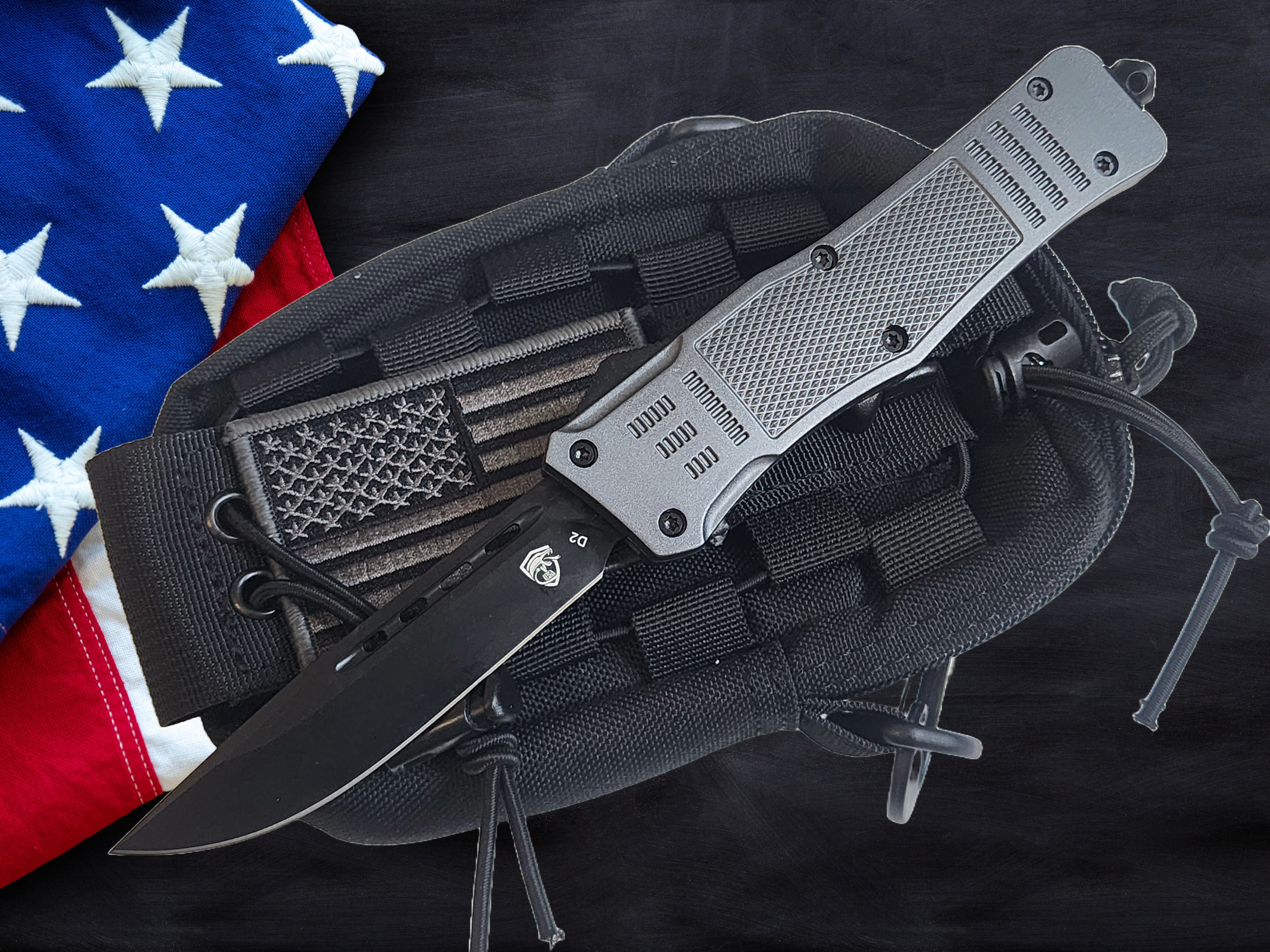 Venom 4TR ELITE Tactical OTF Knife - Battle Gray (Black Drop Point 3.4").
