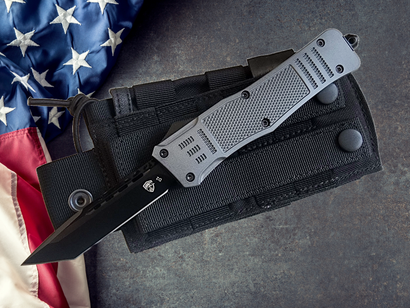 Venom 4TR ELITE Tactical OTF Knife - Battle Gray (Black Tanto 3.4").
