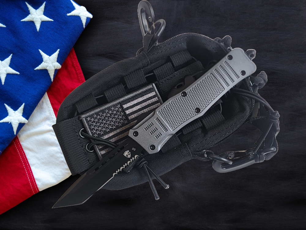 Venom 4TR ELITE Tactical OTF Knife - Battle Gray (Black Tanto Par Ser 3.4").