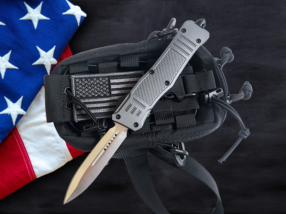 Venom 4TR ELITE Tactical OTF Knife - Battle Gray (Satin Double Edge 3.4").