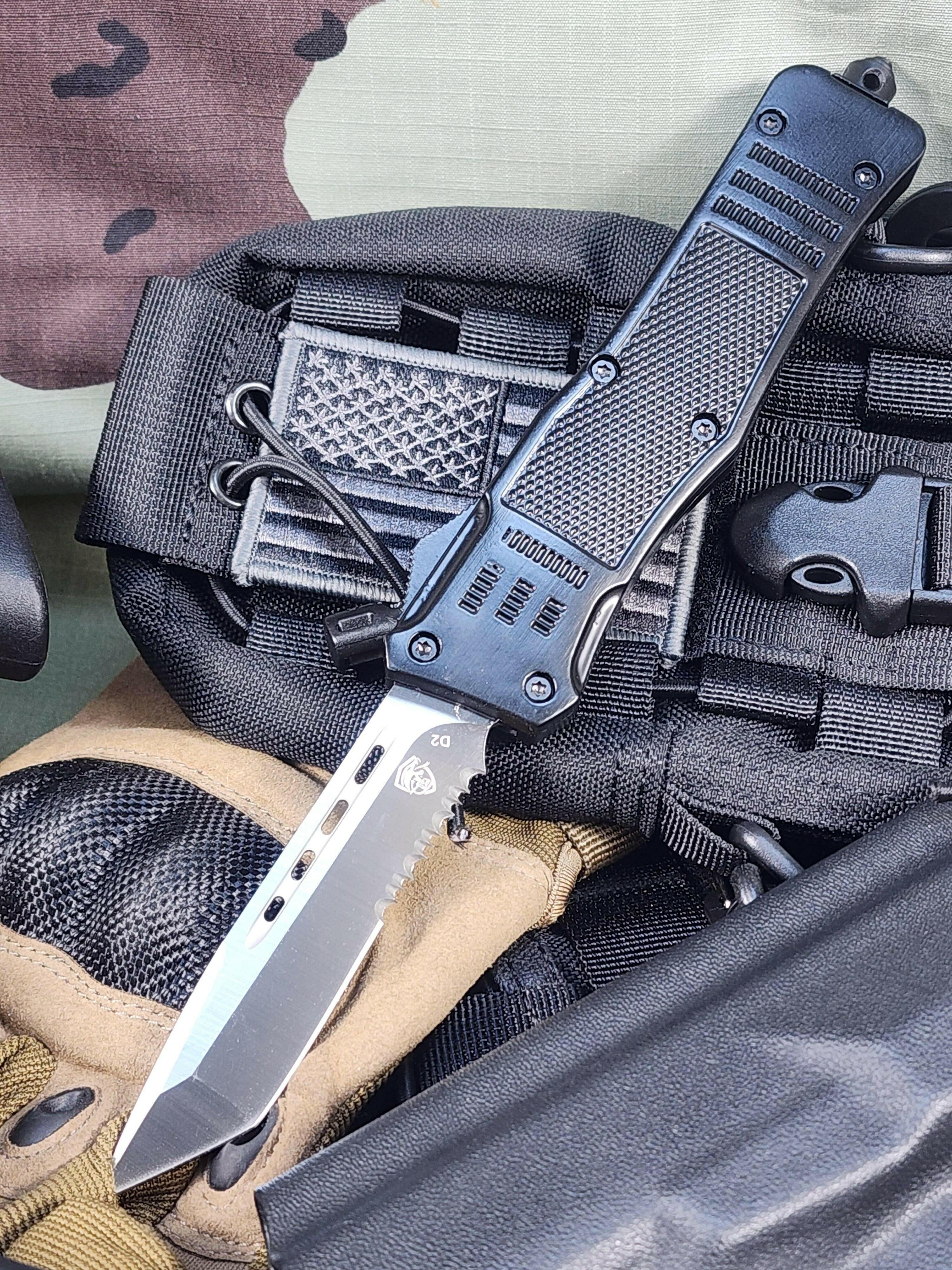 Venom 4TR ELITE Tactical OTF Knife - Black (Satin Tanto Par Ser 3.4").