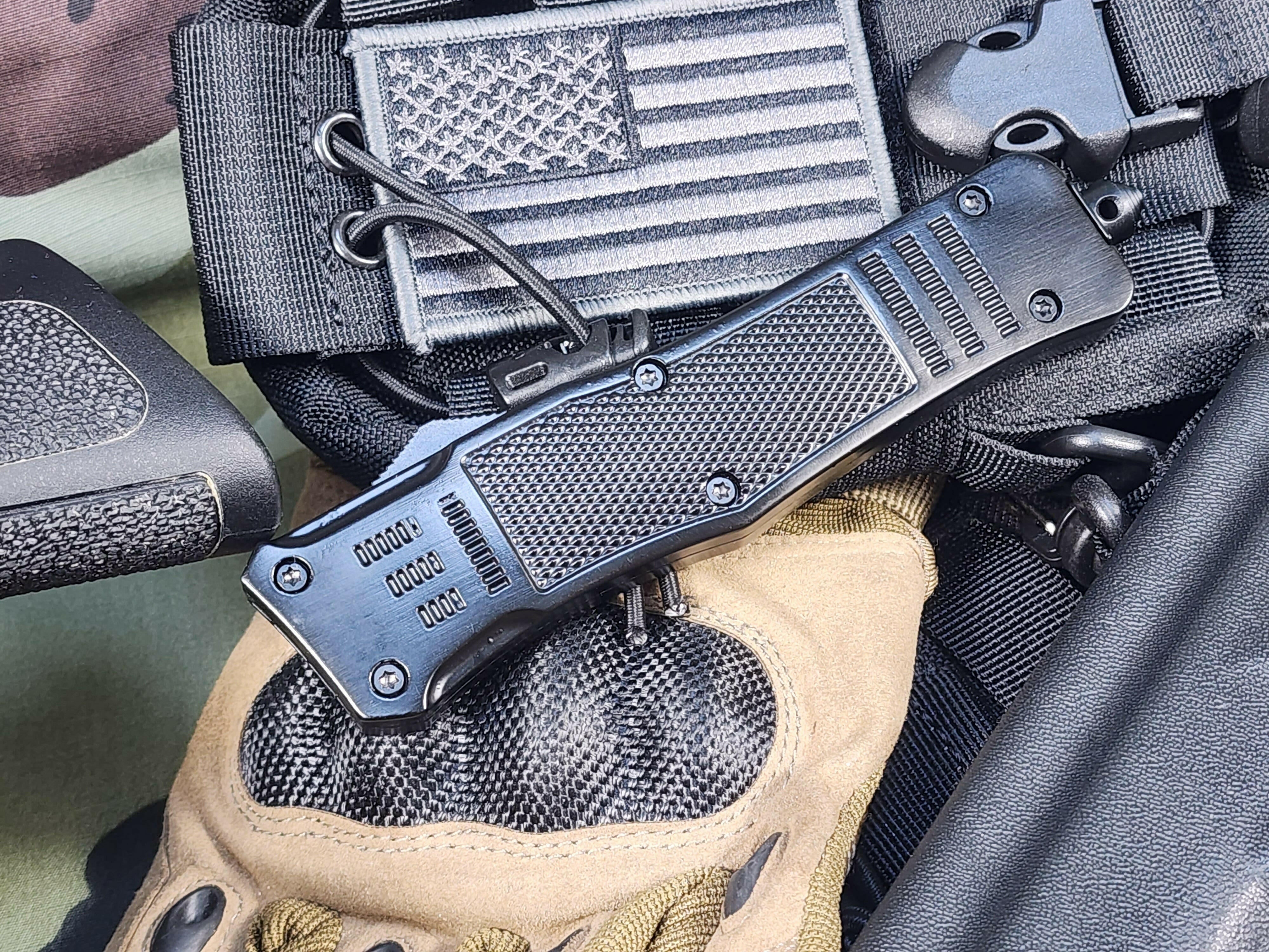 Venom 4TR ELITE Tactical OTF Knife - Black (Satin Tanto Par Ser 3.4").