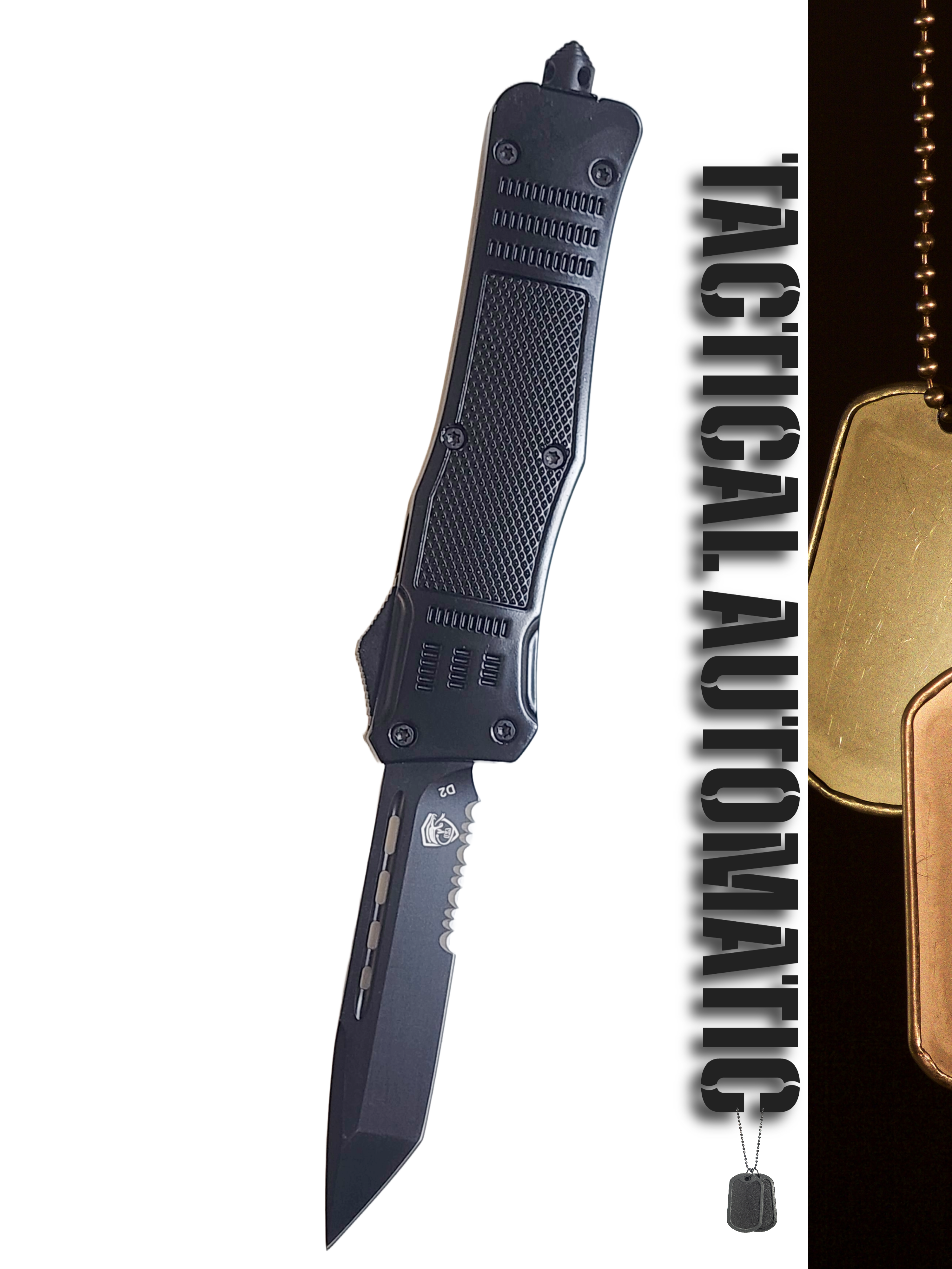 Venom 4TR ELITE Tactical OTF Knife - Black (Black Tanto Par Ser 3.4").