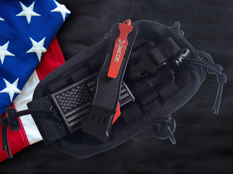Venom 4TR ELITE Tactical OTF Knife - Black (Red Tanto 3.4").