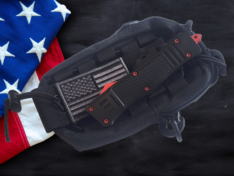 Venom 4TR ELITE Tactical OTF Knife - Black (Red Tanto 3.4").