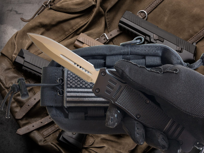 Venom 4TR ELITE Tactical OTF Knife - Black (Satin Double Edge 3.4").