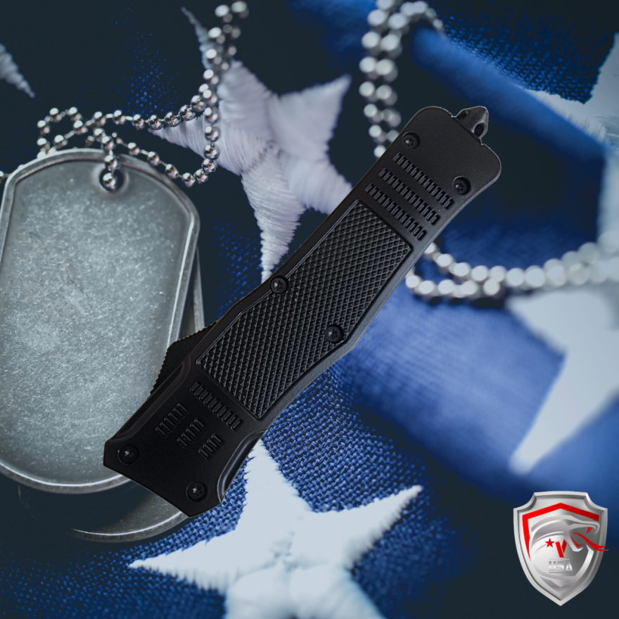 Venom 4TR ELITE Tactical OTF Knife - Black (Satin Drop Point Par Ser 3.4").