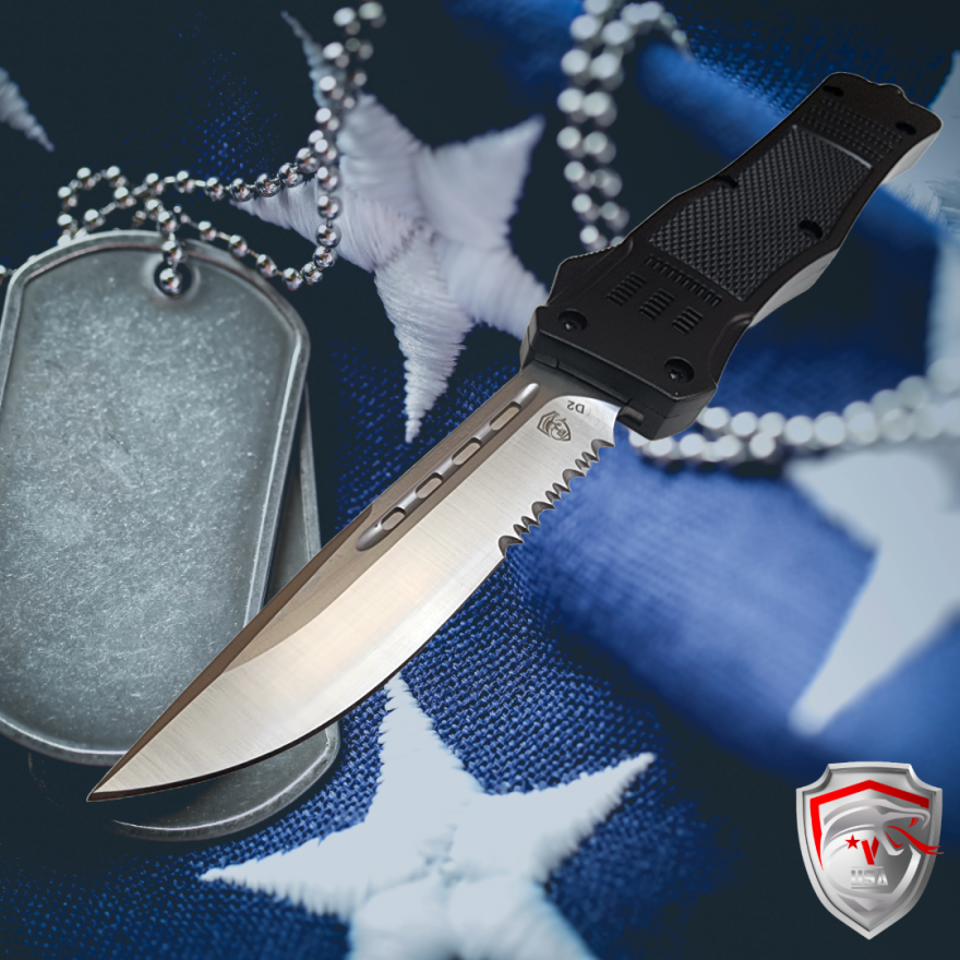 Venom 4TR ELITE Tactical OTF Knife - Black (Satin Drop Point Par Ser 3.4").