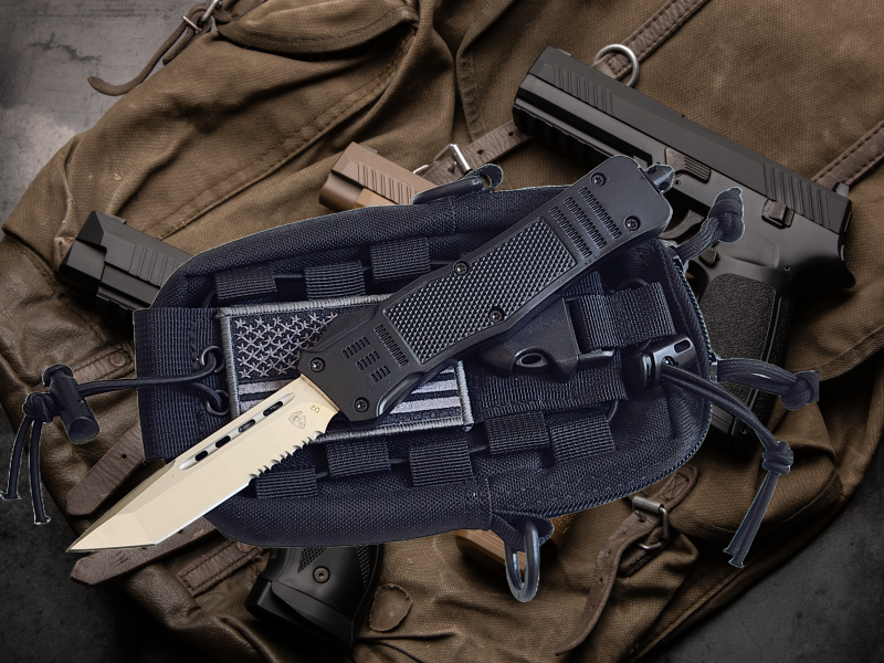 Venom 4TR ELITE Tactical OTF Knife - Black (Satin Tanto Par Ser 3.4").