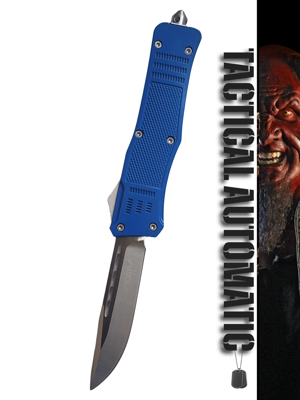 Venom 4TR ELITE Tactical OTF Knife - Blue Devil (Satin Drop Point 3.4").