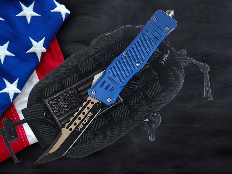 Venom 4TR ELITE Tactical OTF Knife - Blue Devil (Spartan 3.4").