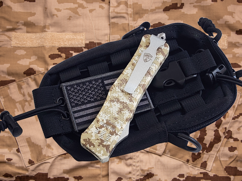 Venom 4TR ELITE Tactical OTF Knife - Desert Camo (Satin Double Edge 3.4").