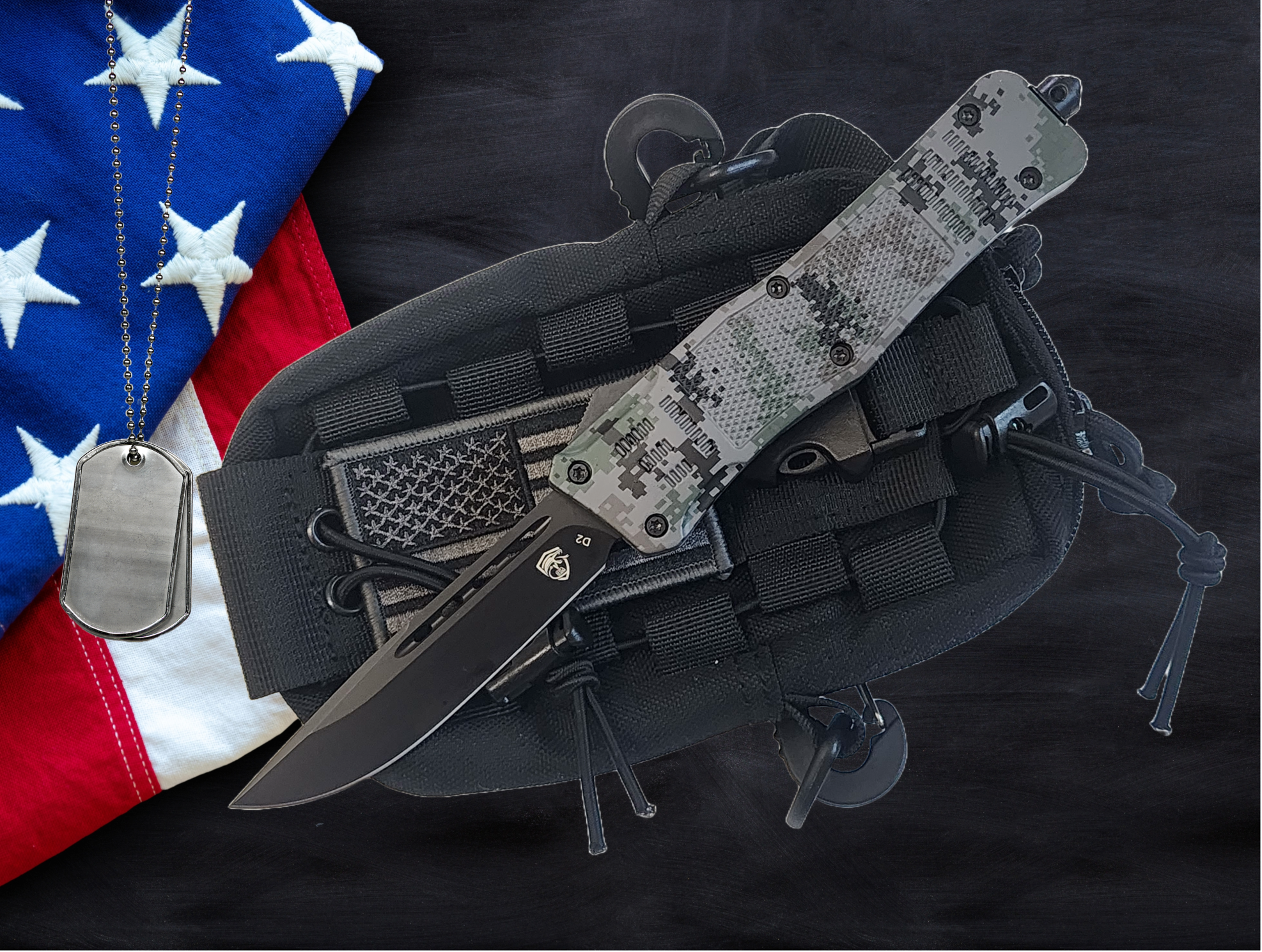 Venom 4TR ELITE Tactical OTF Knife - Recon Camo (Black Drop Point 3.4").