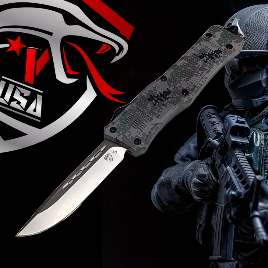 Venom 4TR ELITE Tactical OTF Knife - Recon Camo (Satin Drop Point 3.4").