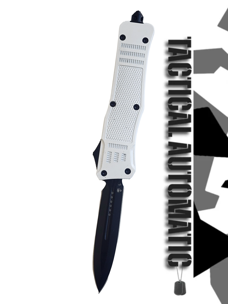 Venom 4TR ELITE Tactical OTF Knife - White (Black Double Edge 3.4").