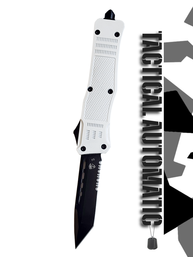 Venom 4TR ELITE Tactical OTF Knife - White (Black Tanto Par Ser 3.4").