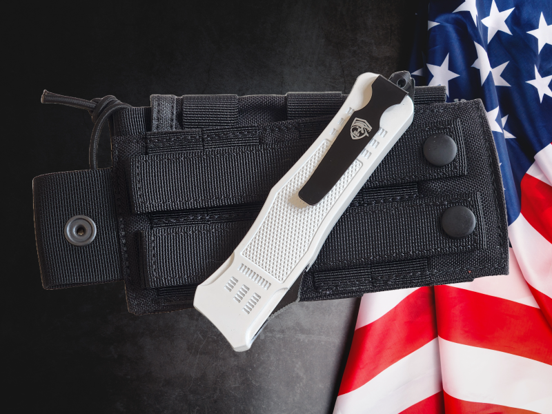 Venom 4TR ELITE Tactical OTF Knife - White (Satin Double Edge 3.4").