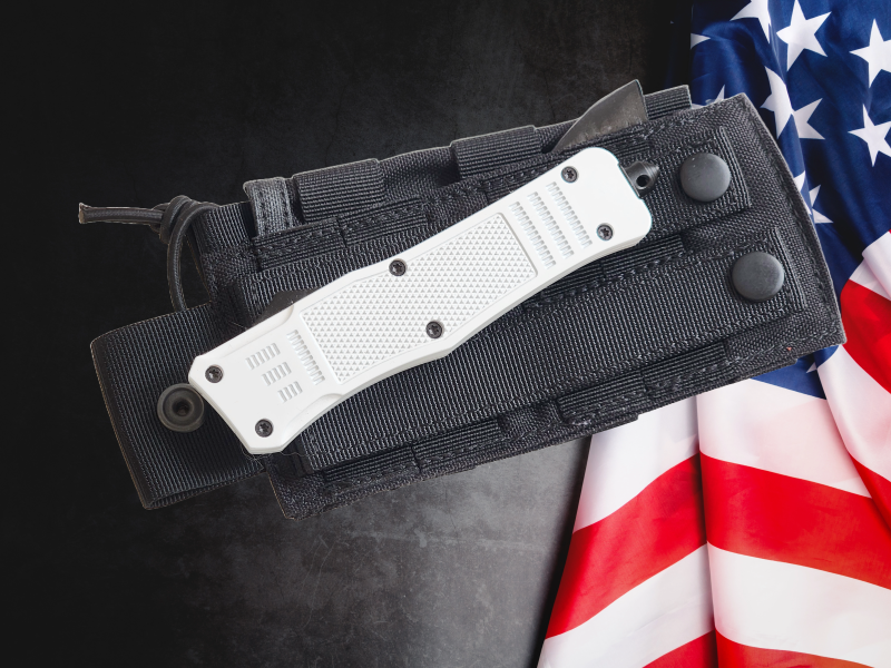 Venom 4TR ELITE Tactical OTF Knife - White (Satin Double Edge 3.4").