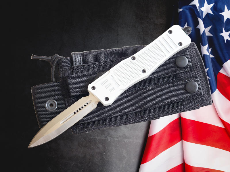 Venom 4TR ELITE Tactical OTF Knife - White (Satin Double Edge 3.4").