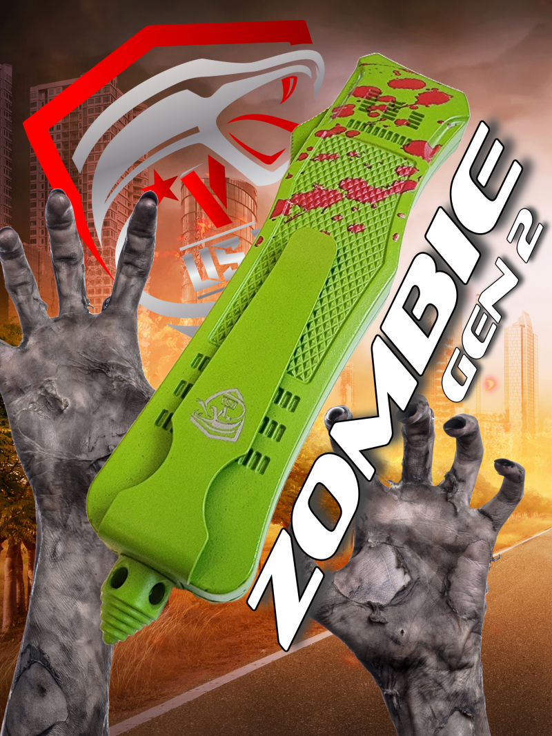 Venom 4TR ELITE Zombie Gen 2 OTF Knife - (Black Drop Point Par Ser 3.4).
