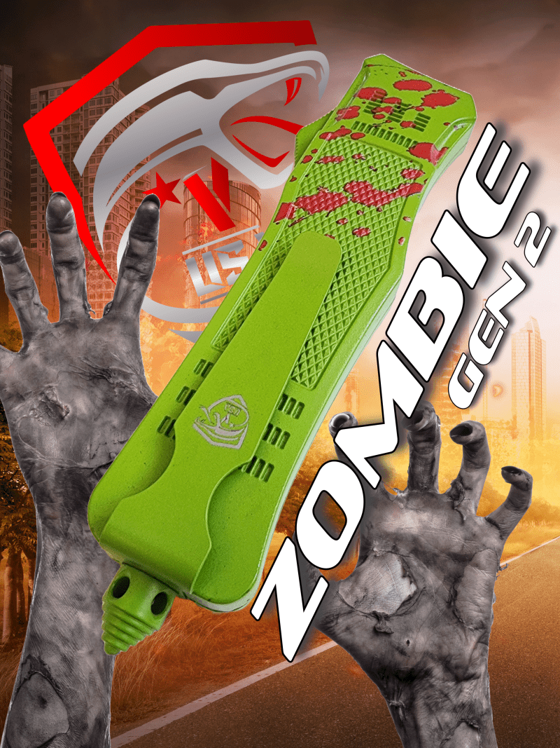 Venom 4TR ELITE Zombie Gen 2 OTF Knife - (Black Drop Point Par Ser 3.4).