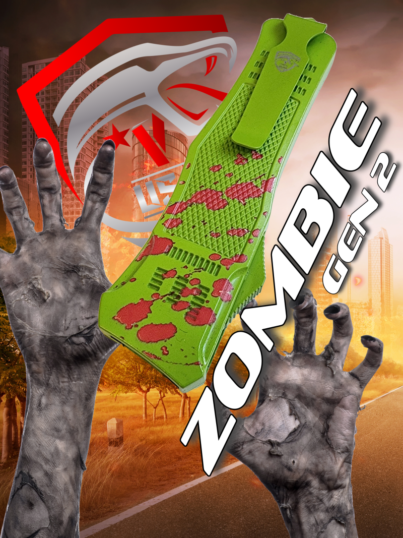 Venom 4TR ELITE Zombie Gen 2 OTF Knife - (Black Drop Point Par Ser 3.4).