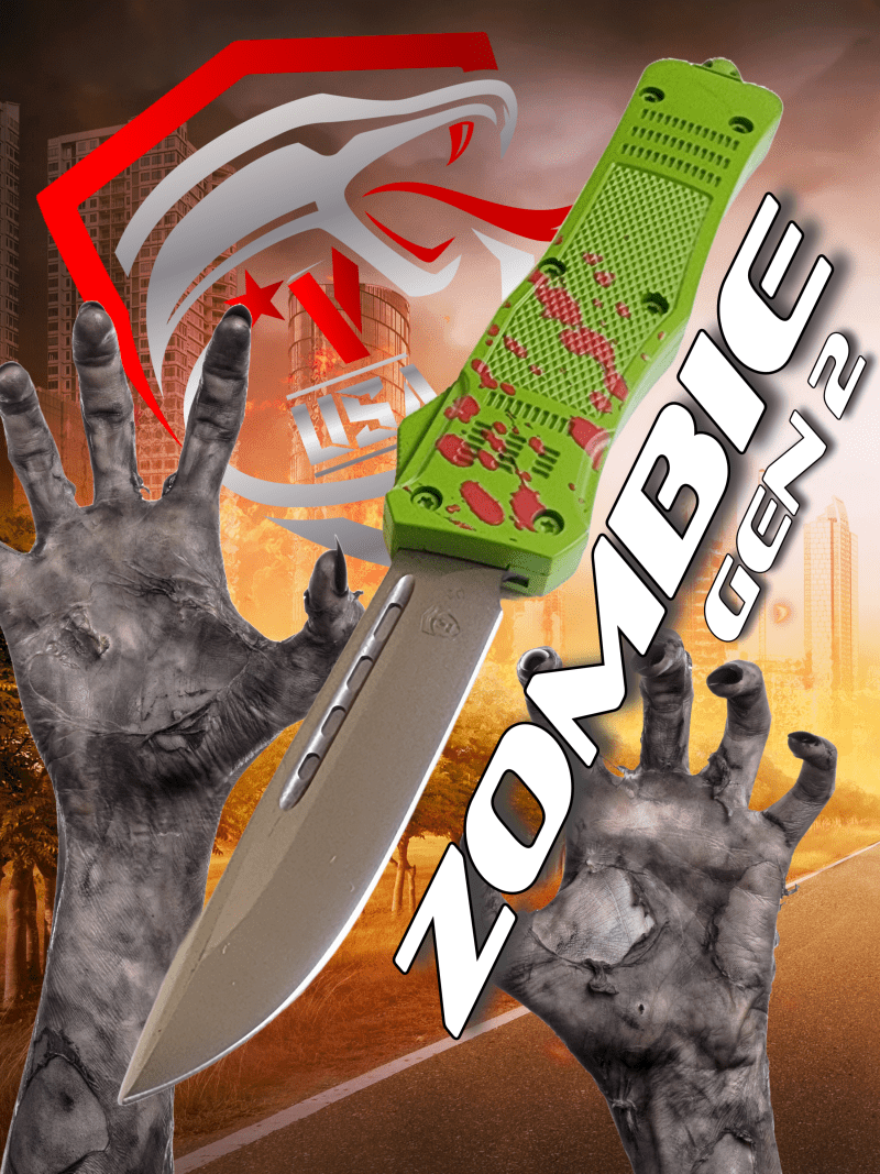 Venom 4TR ELITE Zombie Gen 2 OTF Knife - (Satin Drop Point 3.4).