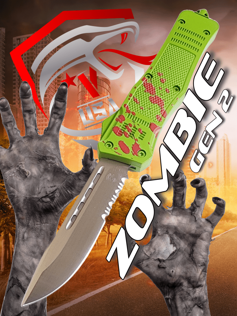Venom 4TR ELITE Zombie Gen 2 OTF Knife - (Satin Drop Point Par Ser 3.4).
