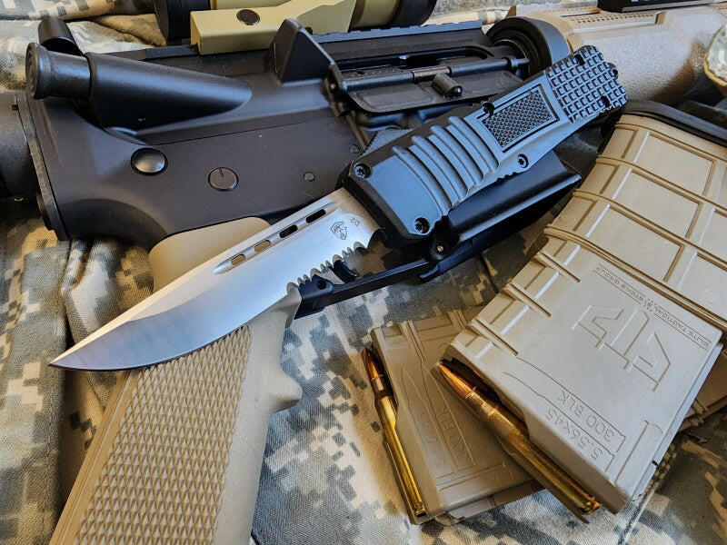 Venom 590 Shadow Force OTF Knife - Black (Satin Drop Point Par Ser 3.4").