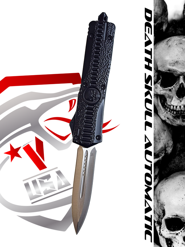 Venom Death Skull Automatic OTF Knife (Satin Double Edge 3.4")