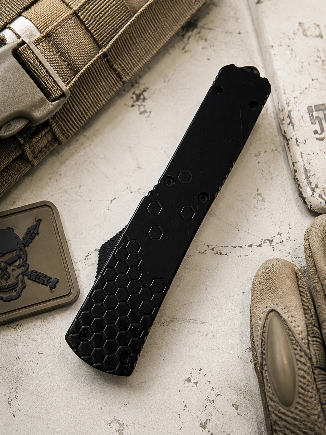 Venom HEX Force OTF Automatic Knife - Black (3.25" Satin Spartan )