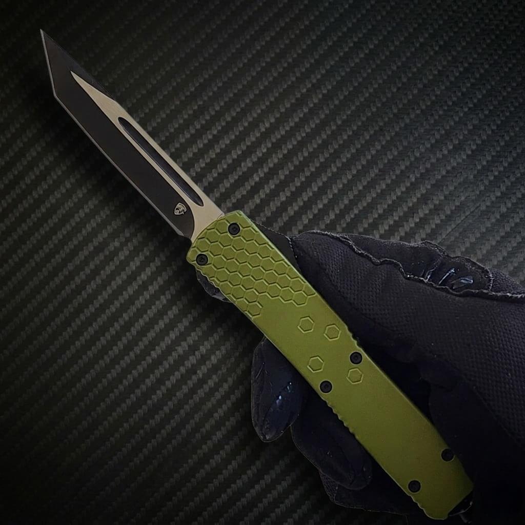 Close-up of a venom-infused knife showcasing intricate craftsmanship and sharp blade design